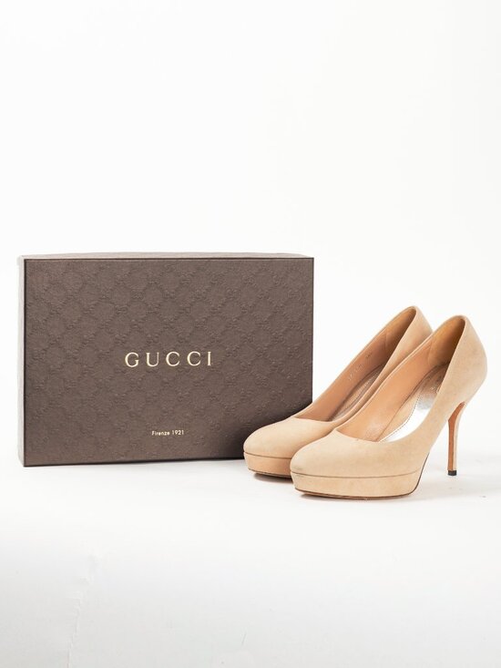 Gucci Sable Kid Scamosciato Platform Pumps - Picture 11 of 11